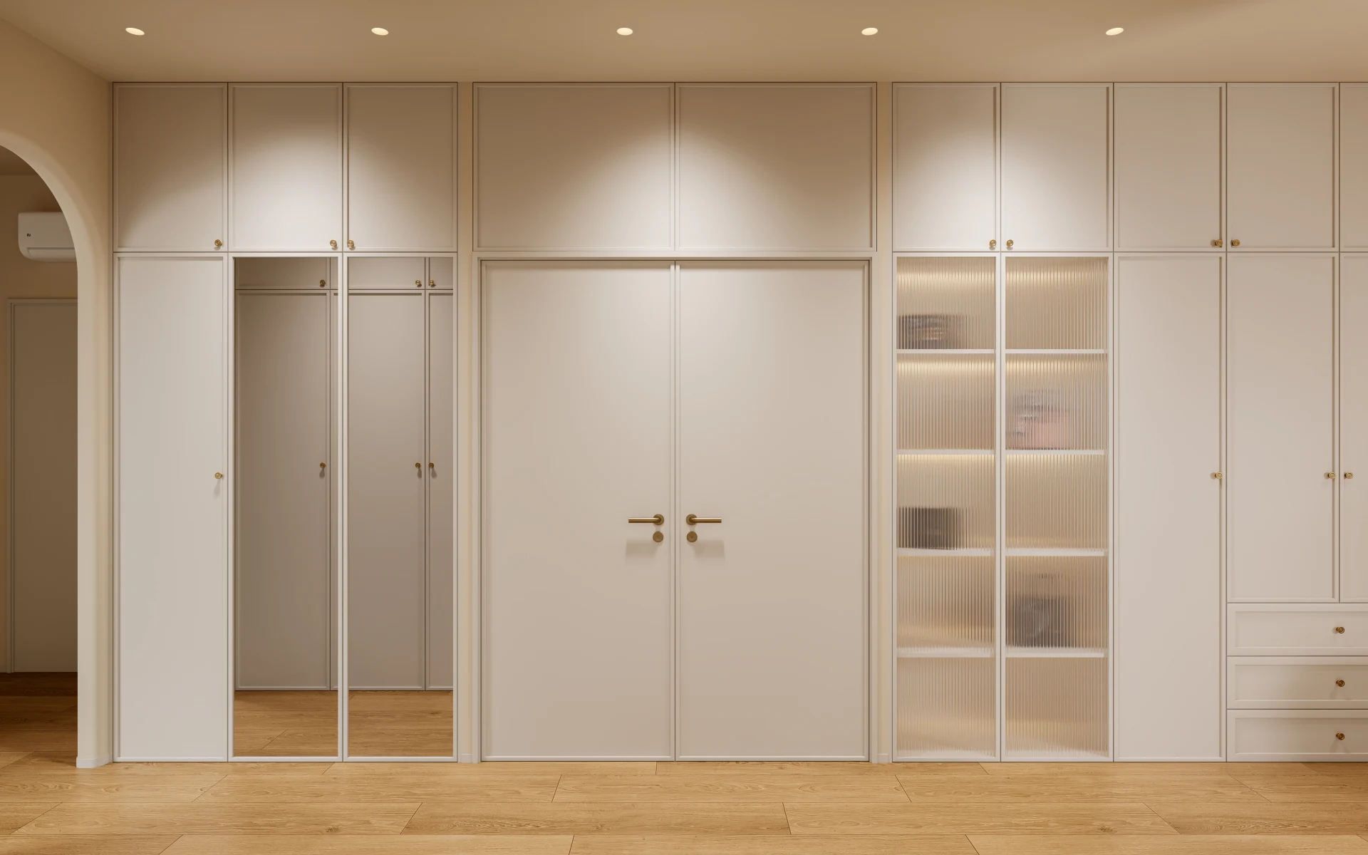 Bespoke walk-in closet integrated into a Singapore master suite