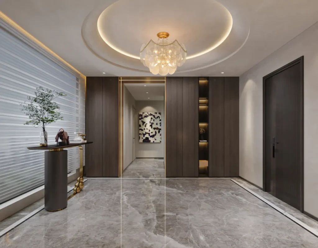 Mretty Luxe Modern Entry Hall Bespoke Cabinetry