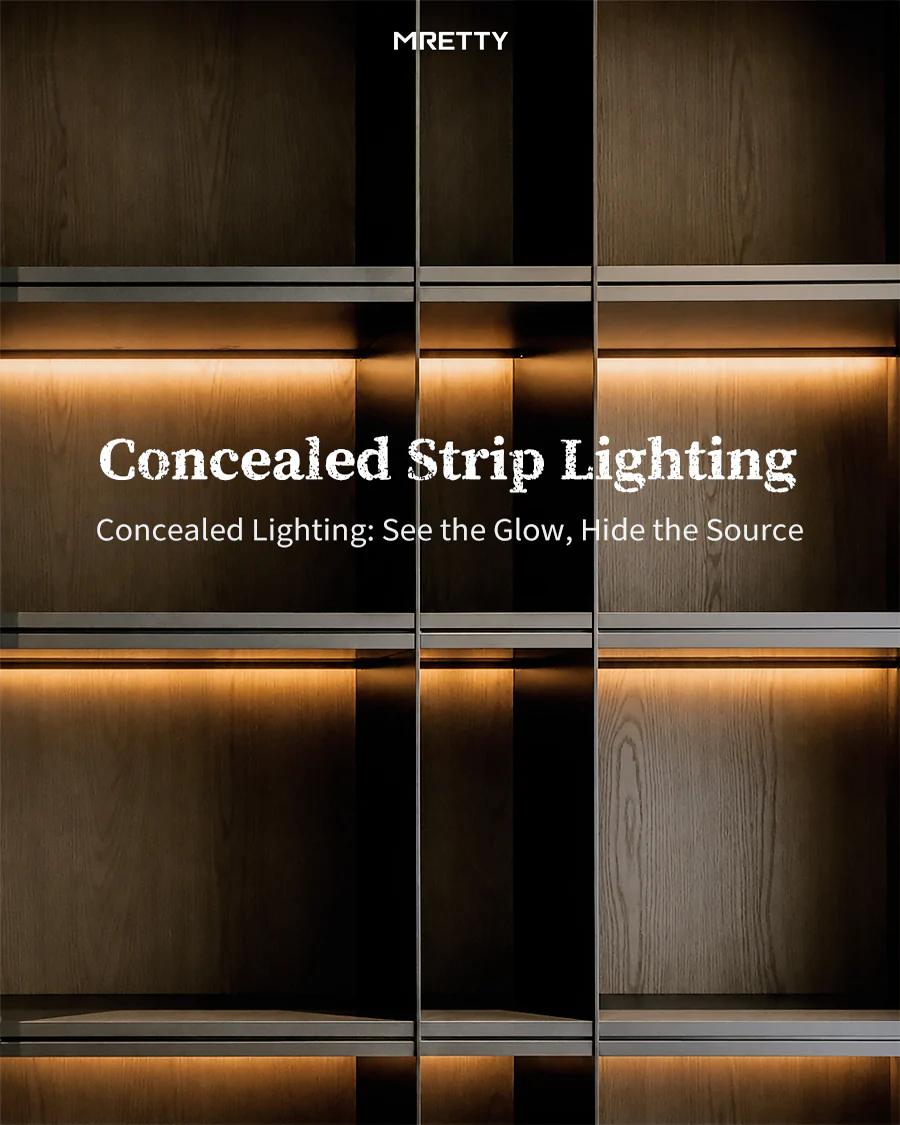 Close-up of concealed wardrobe lighting and premium drawer hardware