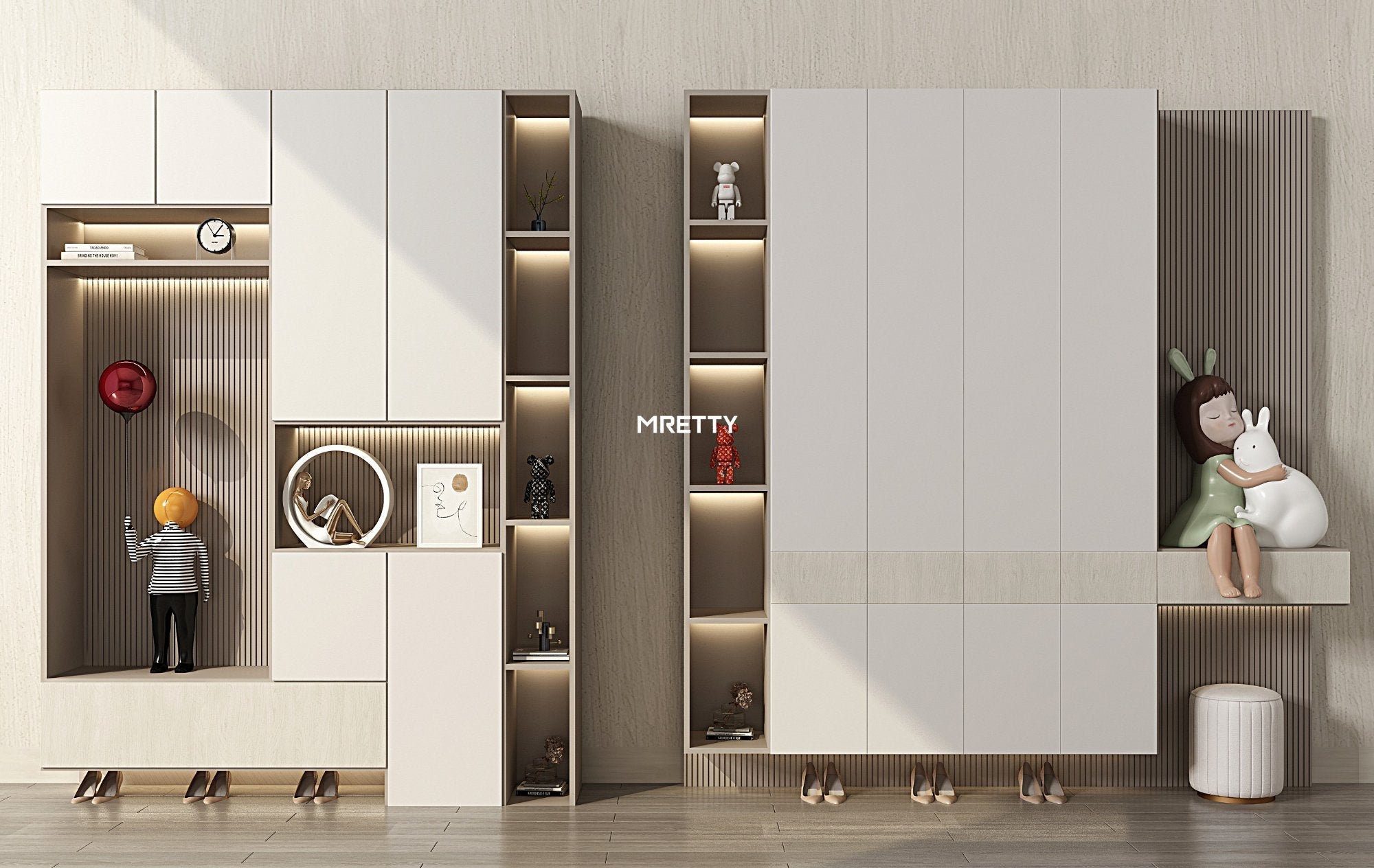 Built-In Wardrobe with Shoe Racks: Space-Saving Solutions
