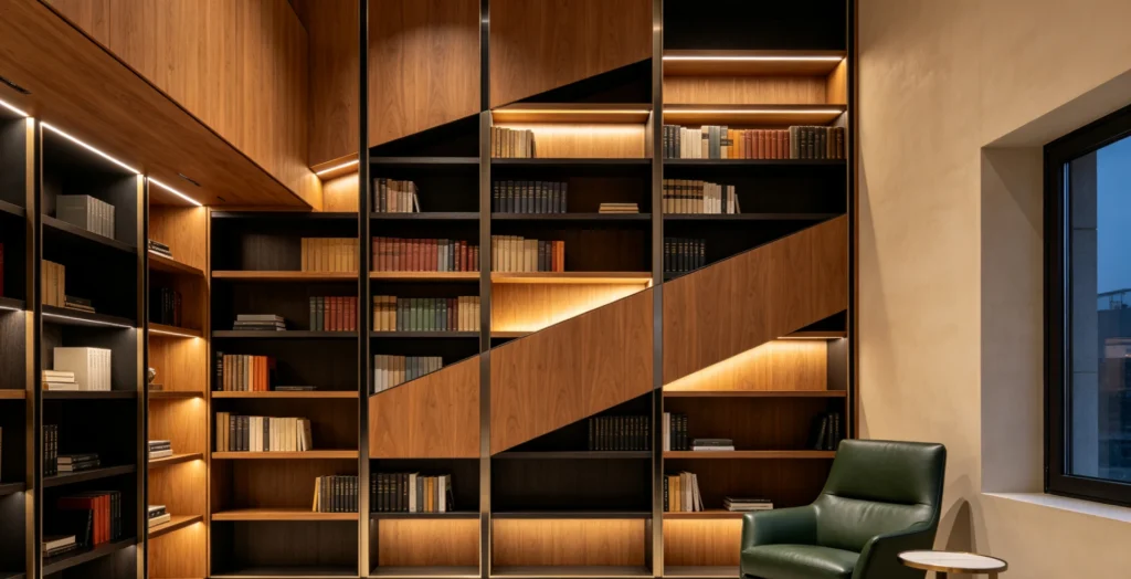 Italian-style wooden bookshelf