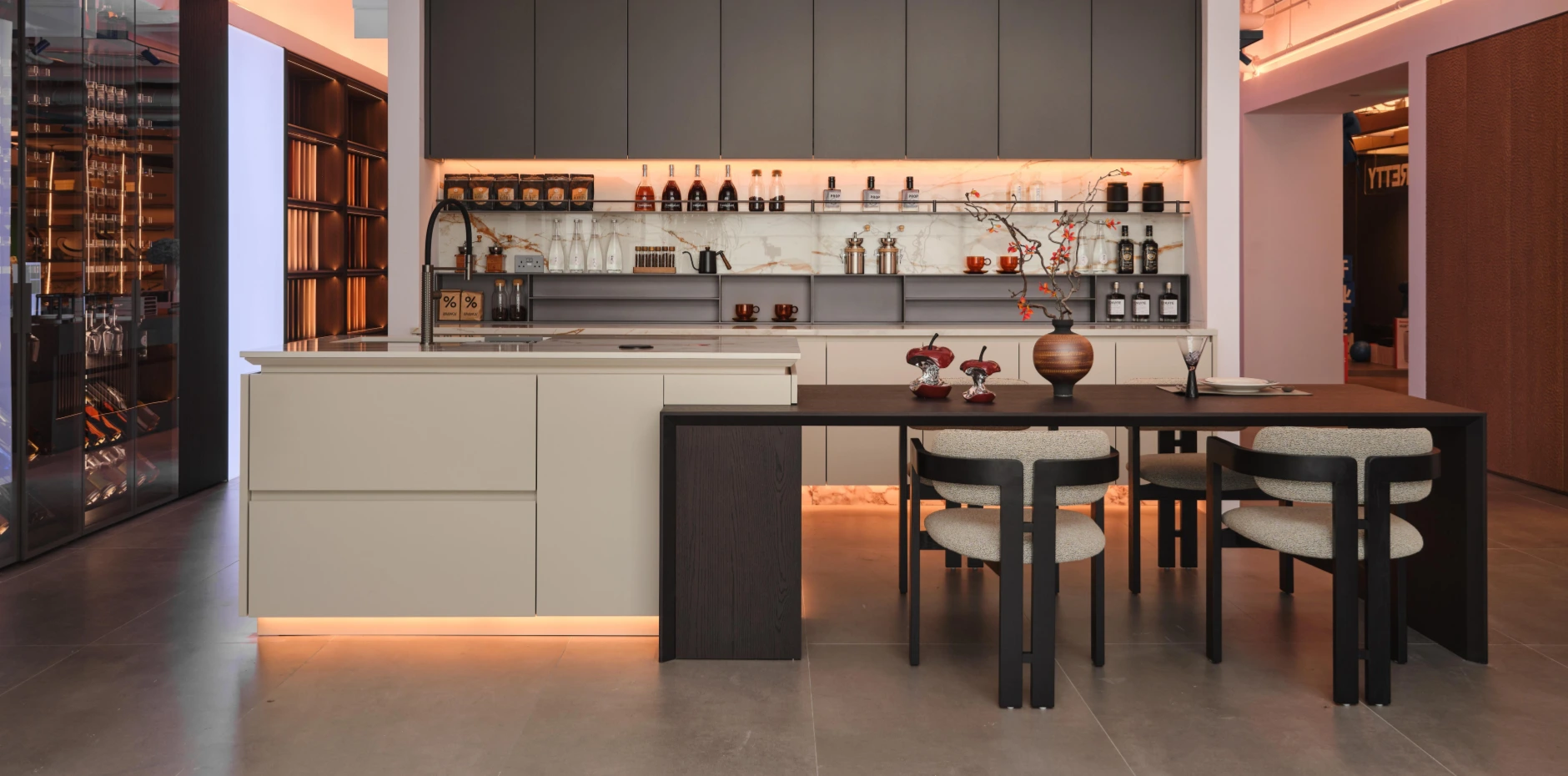 MRETTY Singapore showroom featuring premium custom kitchen cabinetry and custom cabinets